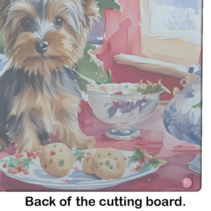 Yorkshire Terrier Yorkie Christmas Cookies Glass Cutting Board-4