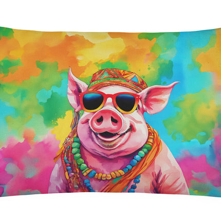 Hippie Animal Pig Throw Pillow-0