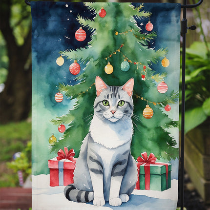 Aegean Cat By the Christmas Tree Garden Flag-2