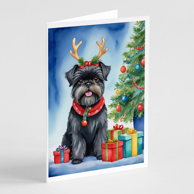 Affenpinscher Christmas Reindeer Greeting Cards Pack of 8-0