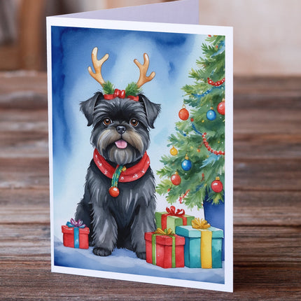 Affenpinscher Christmas Reindeer Greeting Cards Pack of 8-1