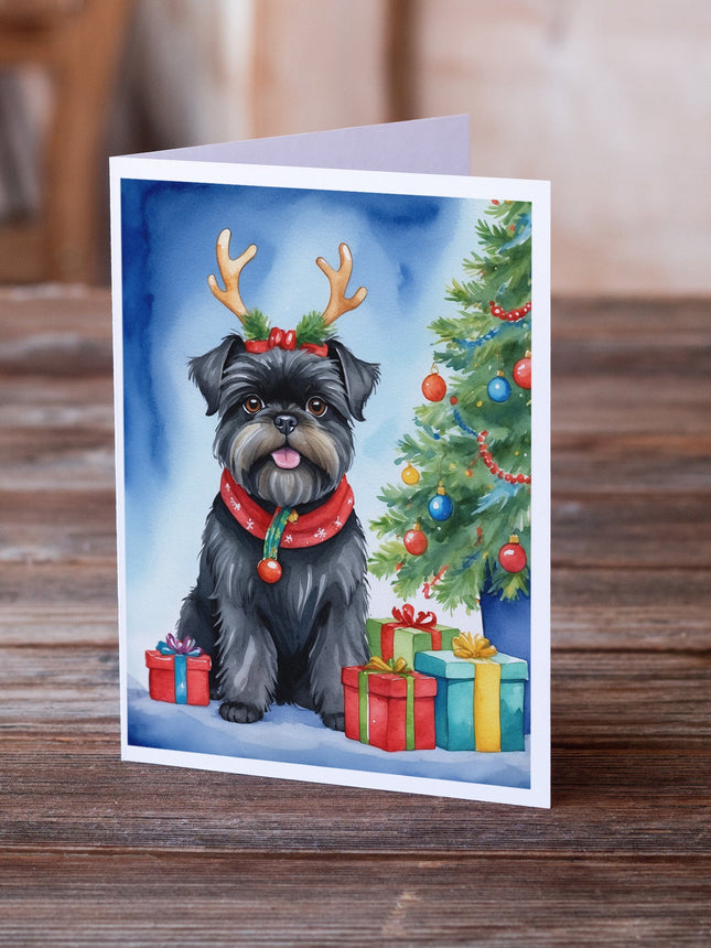 Affenpinscher Christmas Reindeer Greeting Cards Pack of 8-1