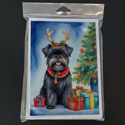 Affenpinscher Christmas Reindeer Greeting Cards Pack of 8-2