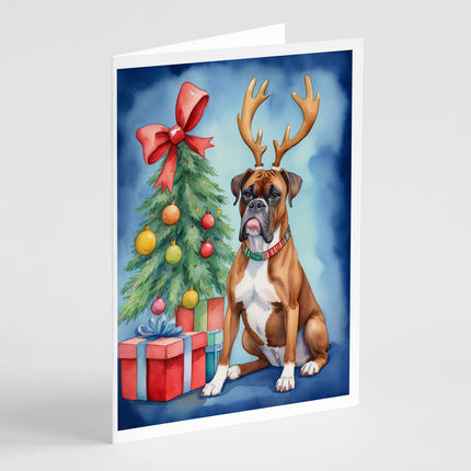 Boxer Christmas Reindeer Greeting Cards Pack of 8-0