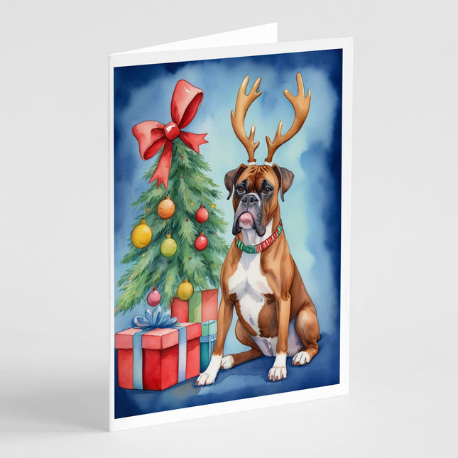 Boxer Christmas Reindeer Greeting Cards Pack of 8-0