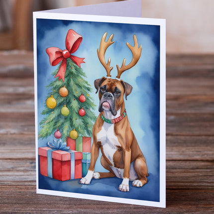 Boxer Christmas Reindeer Greeting Cards Pack of 8-1