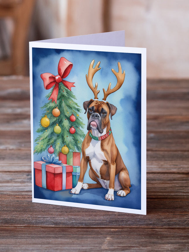 Boxer Christmas Reindeer Greeting Cards Pack of 8-1