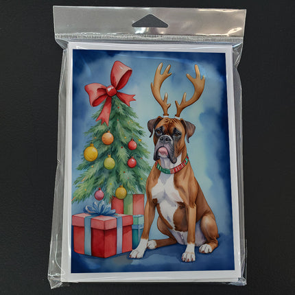 Boxer Christmas Reindeer Greeting Cards Pack of 8-2