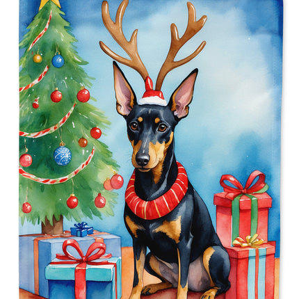 Manchester Terrier Christmas Reindeer House Flag-0