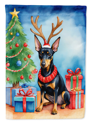 Manchester Terrier Christmas Reindeer House Flag-0