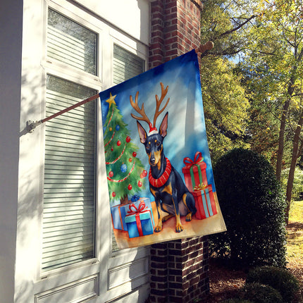 Manchester Terrier Christmas Reindeer House Flag-1