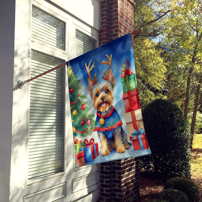 Yorkshire Terrier Yorkie Christmas Reindeer House Flag-1