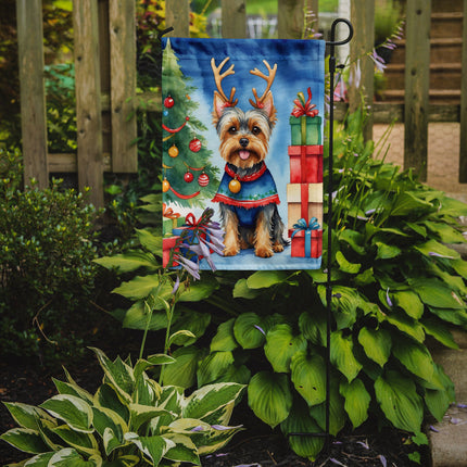 Yorkshire Terrier Yorkie Christmas Reindeer Garden Flag-1