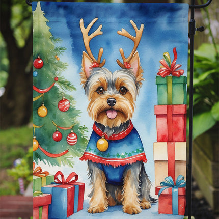 Yorkshire Terrier Yorkie Christmas Reindeer Garden Flag-2