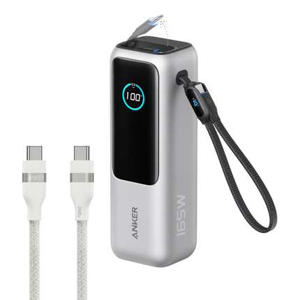 Anker Laptop Power Bank (25K, 165W, Built-In and Retractable Cables)