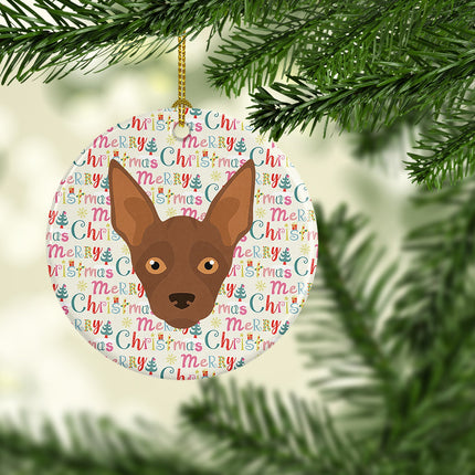 Abyssinian Sand Terrier Merry Christmas Ceramic Ornament-1