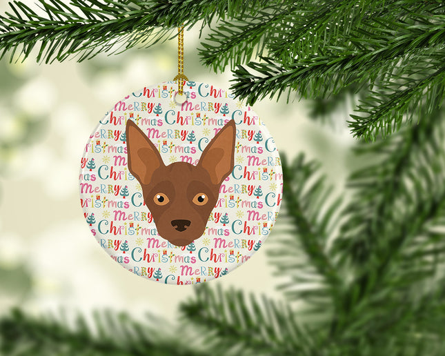 Abyssinian Sand Terrier Merry Christmas Ceramic Ornament-1