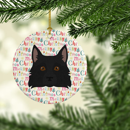 Schipperke Merry Christmas Ceramic Ornament-1