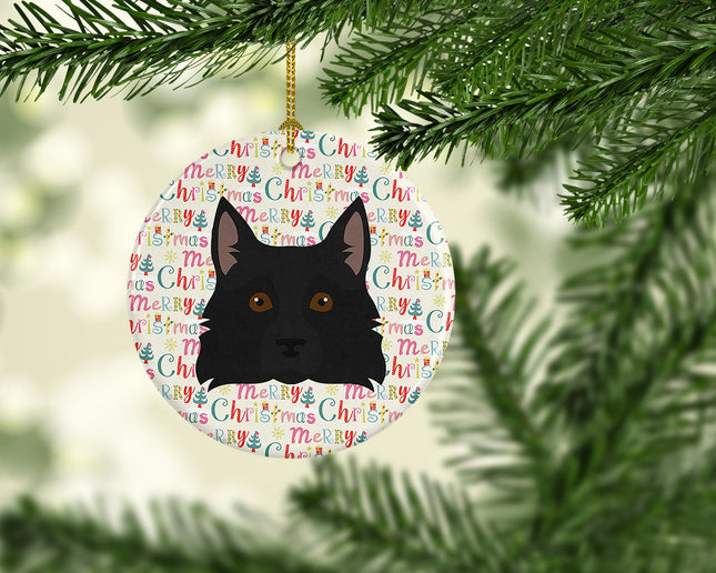 Schipperke Merry Christmas Ceramic Ornament-1