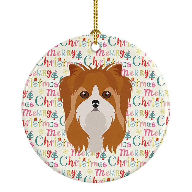 Yorkshire Terrier Merry Christmas Ceramic Ornament-0