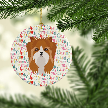 Yorkshire Terrier Merry Christmas Ceramic Ornament-1