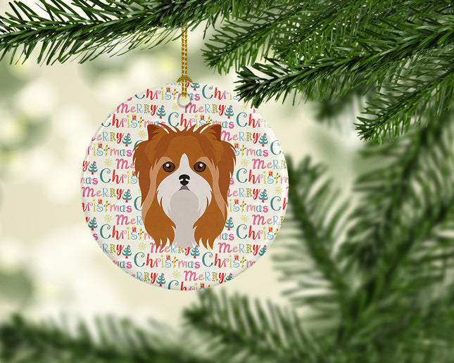 Yorkshire Terrier Merry Christmas Ceramic Ornament-1
