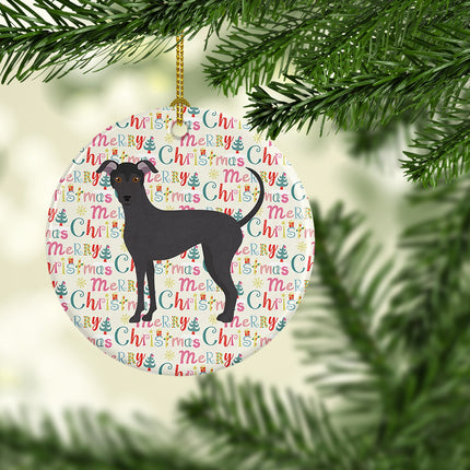 Argentine Pila Dog Merry Christmas Ceramic Ornament-1