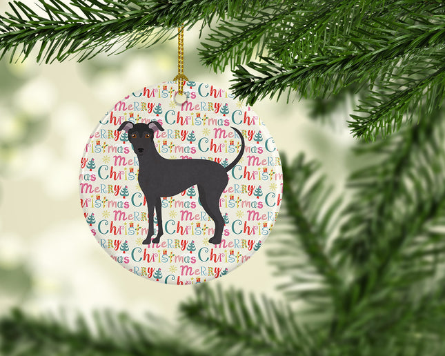 Argentine Pila Dog Merry Christmas Ceramic Ornament-1