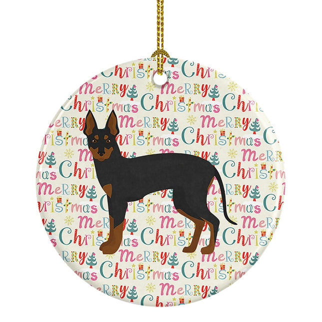 English Toy Terrier #2 Merry Christmas Ceramic Ornament-0