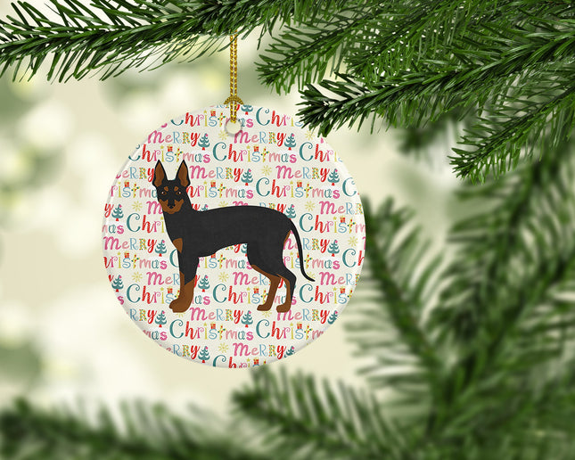 English Toy Terrier #2 Merry Christmas Ceramic Ornament-1