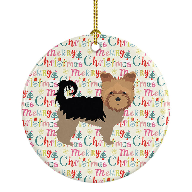 Yorkshire Terrier Merry Christmas Ceramic Ornament-0