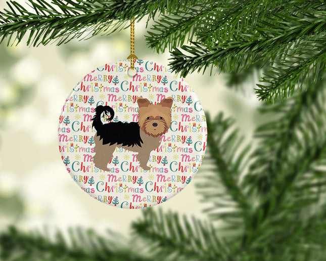 Yorkshire Terrier Merry Christmas Ceramic Ornament-1