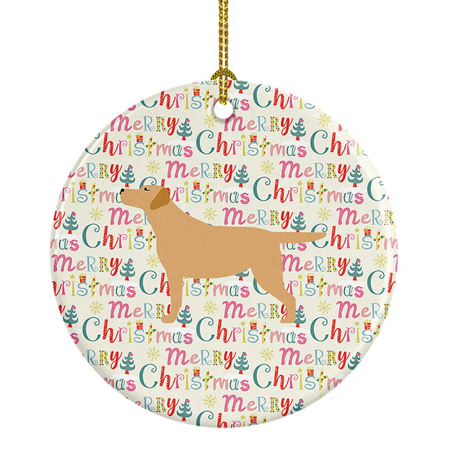 Yellow Labrador Retriever Merry Christmas Ceramic Ornament-0