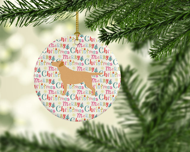 Yellow Labrador Retriever Merry Christmas Ceramic Ornament-1