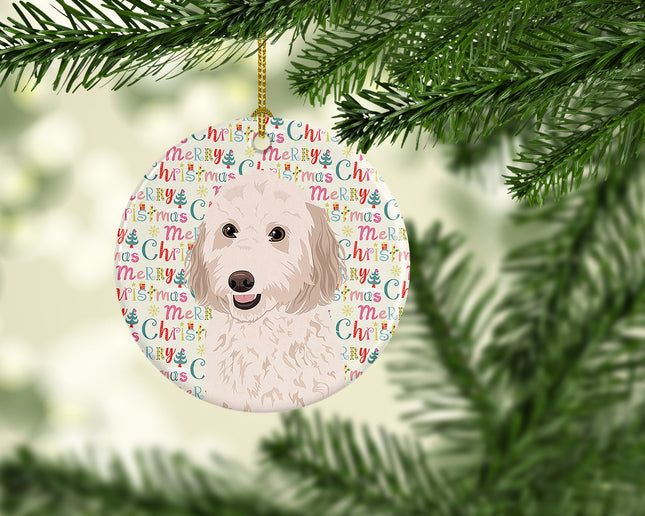 Doodle Cream #1 Christmas Ceramic Ornament-1