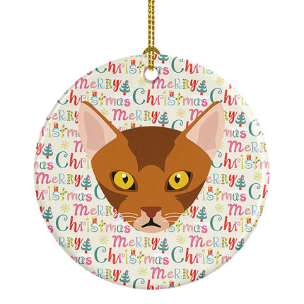 Abyssinian Cat Christmas Ceramic Ornament-0