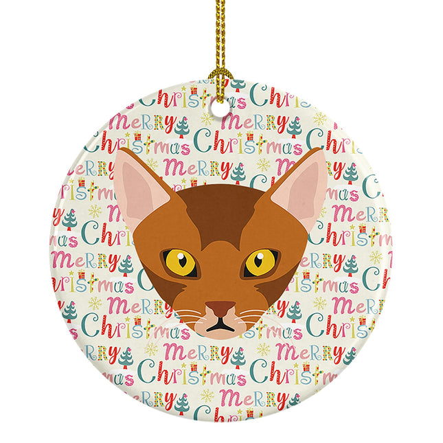 Abyssinian Cat Christmas Ceramic Ornament-0