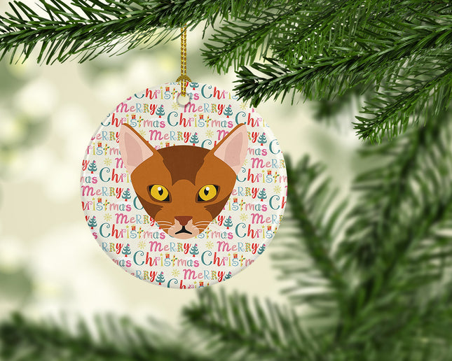 Abyssinian Cat Christmas Ceramic Ornament-1