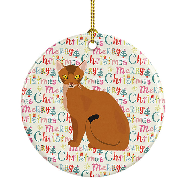 Abyssinian Cat Christmas Ceramic Ornament-0