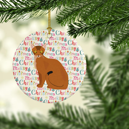 Abyssinian Cat Christmas Ceramic Ornament-1