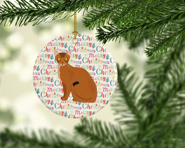 Abyssinian Cat Christmas Ceramic Ornament-1