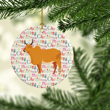 Zebu Indicine Cow Christmas Ceramic Ornament-1