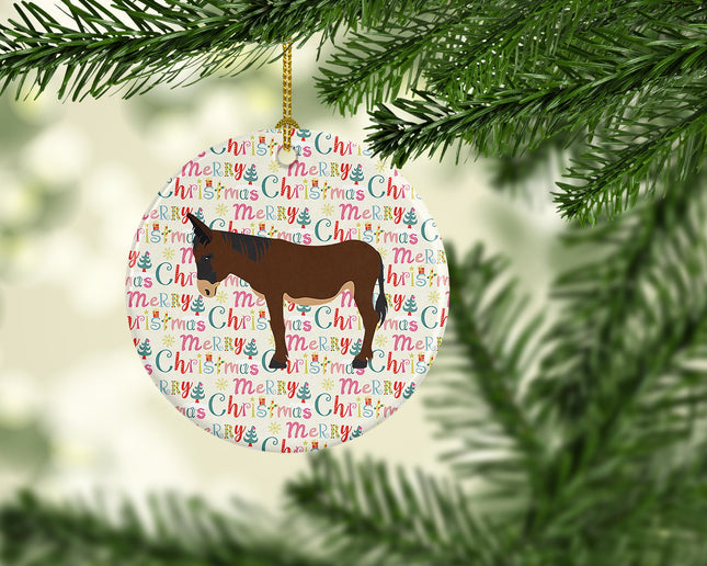 Zamorano-Leones Donkey Christmas Ceramic Ornament-1