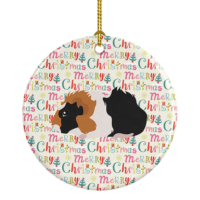 Abyssinian Guinea Pig Christmas Ceramic Ornament-0
