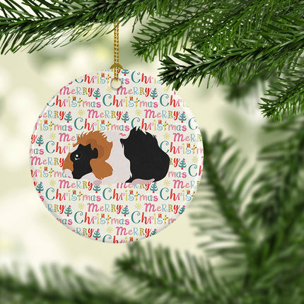 Abyssinian Guinea Pig Christmas Ceramic Ornament-1