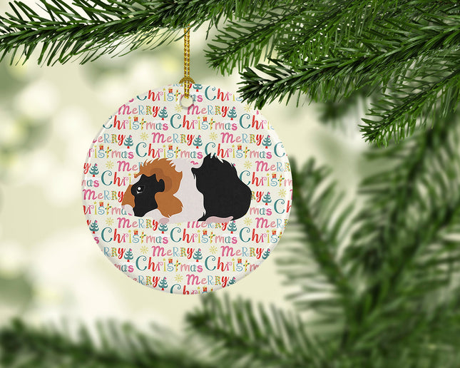 Abyssinian Guinea Pig Christmas Ceramic Ornament-1