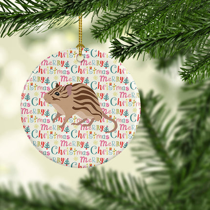 Zebra Mouse Christmas Ceramic Ornament-1
