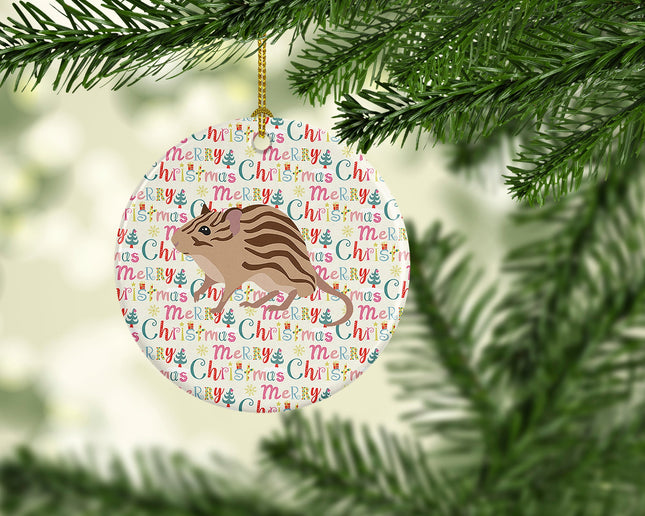 Zebra Mouse Christmas Ceramic Ornament-1