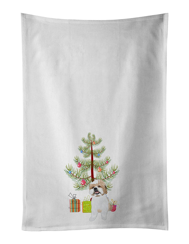 Shih-Tzu Silver Gold and White #2 Christmas Kitchen Towel Set of 2-0