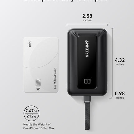 Anker Zolo Power Bank (10K, 30W) with a 5.4-inch (13.7 cm) built-in USB-C cable.
